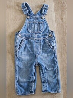 Baby Gap Denim Overalls 6-12 Months Blue Jean Adjustable Straps Unisex